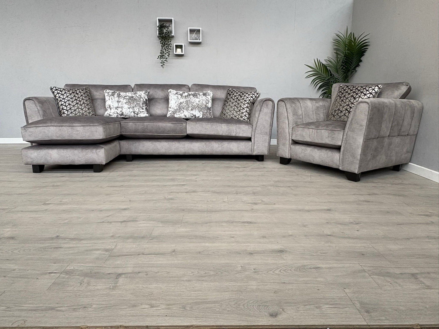 Furniture Village MARIAH Fabric LHF Chaise Corner Sofa + Armchair - RRP £4,140