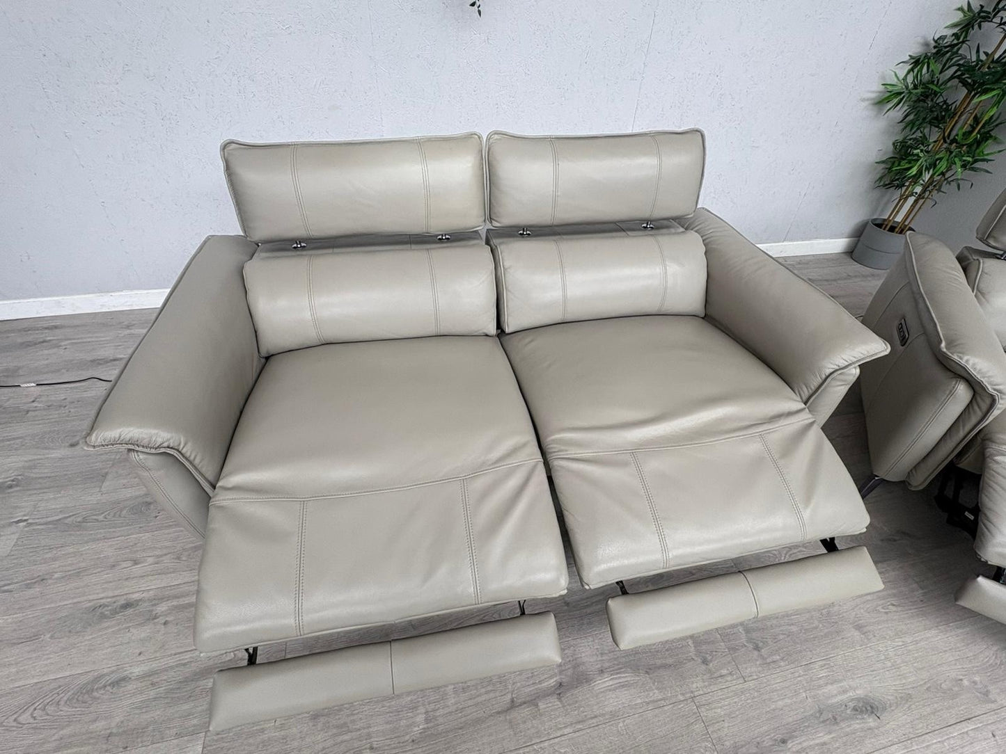 F. Village JUDE Leather 3 Seater Sofa + Armchair, Power Recliners - RRP £4,390