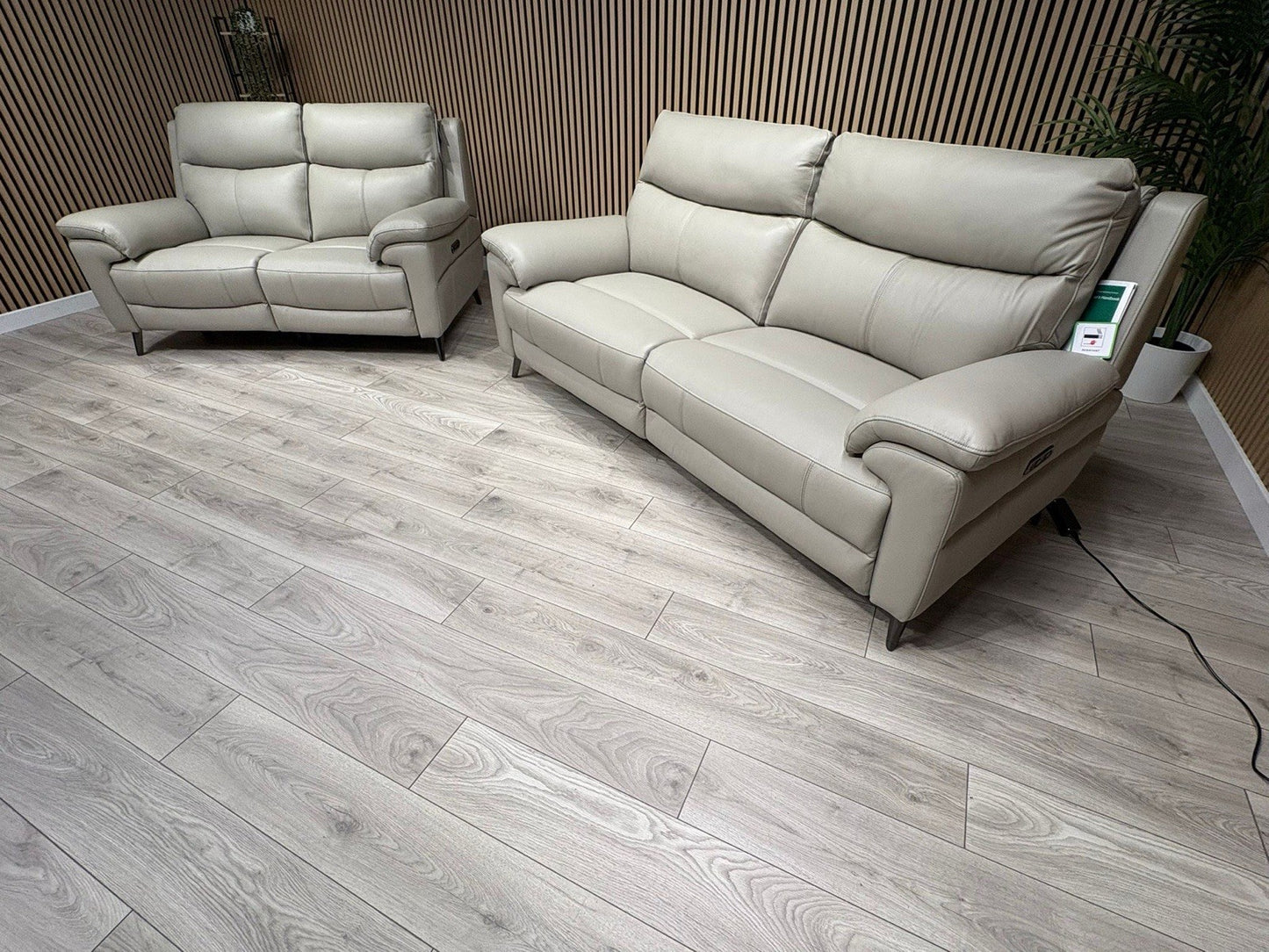 Furniture Village PANACHE Style Leather 3 + 2 Seater Power Recliner Sofa Set