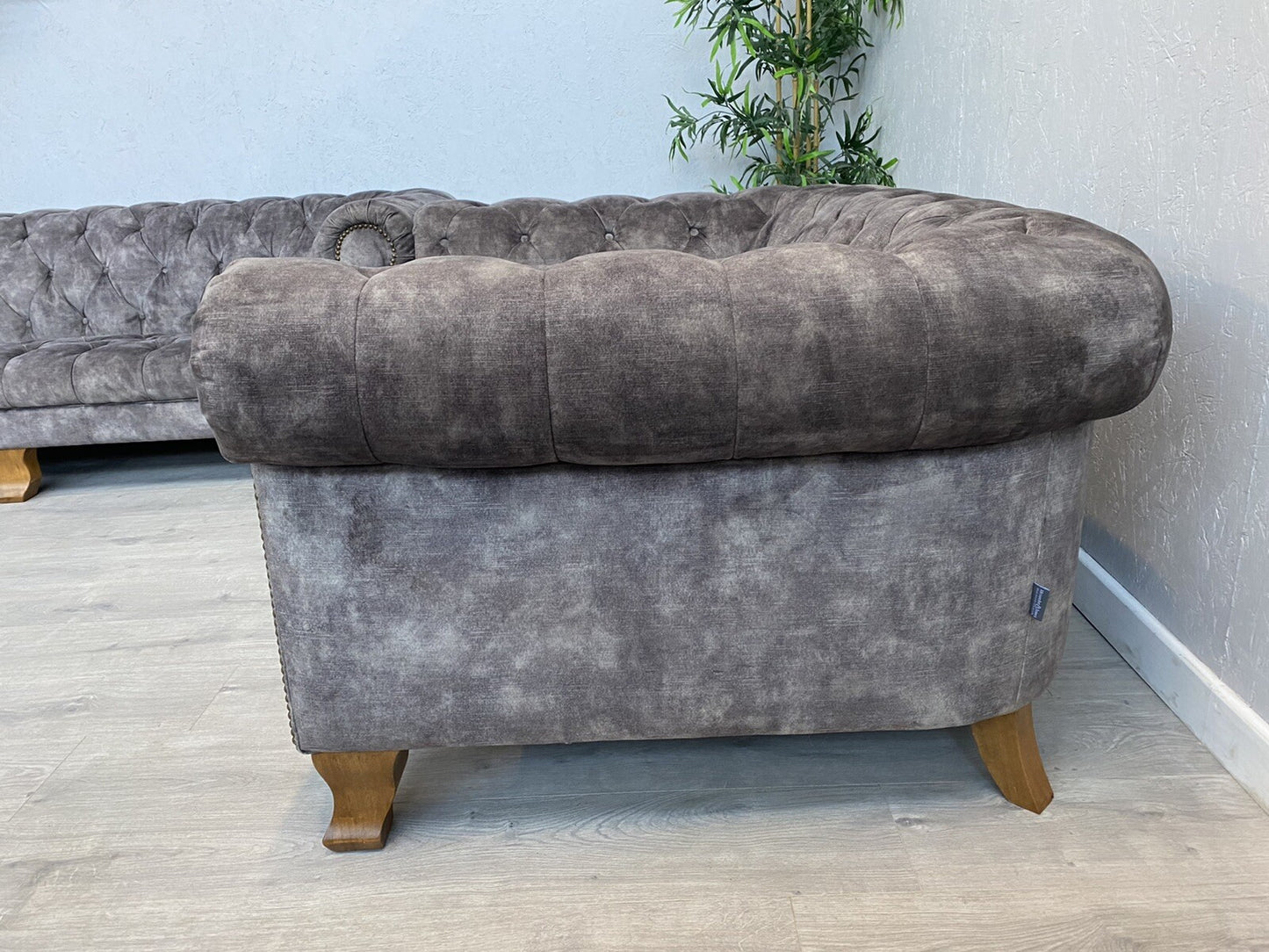 Alexander & James VIVIENNE Fabric Chesterfield 4 Seater Sofa + Snuggler Armchair