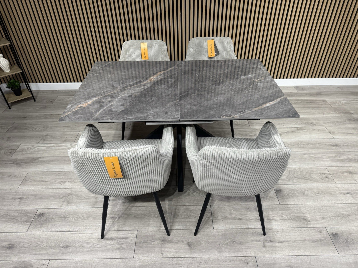 NEXT Sample - CRETE Marble Effect Extending Dining Table + 4 x Chairs. RRP £1899