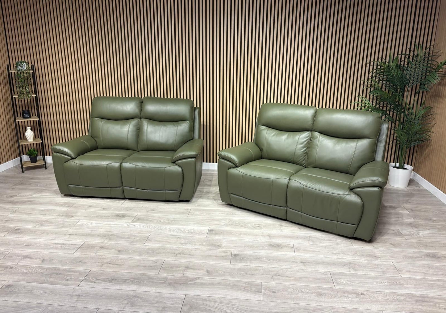 Furniture Village - SLOANE Leather 2 x 2 Seater Sofa Set, Oslo Pine - RRP £2,190