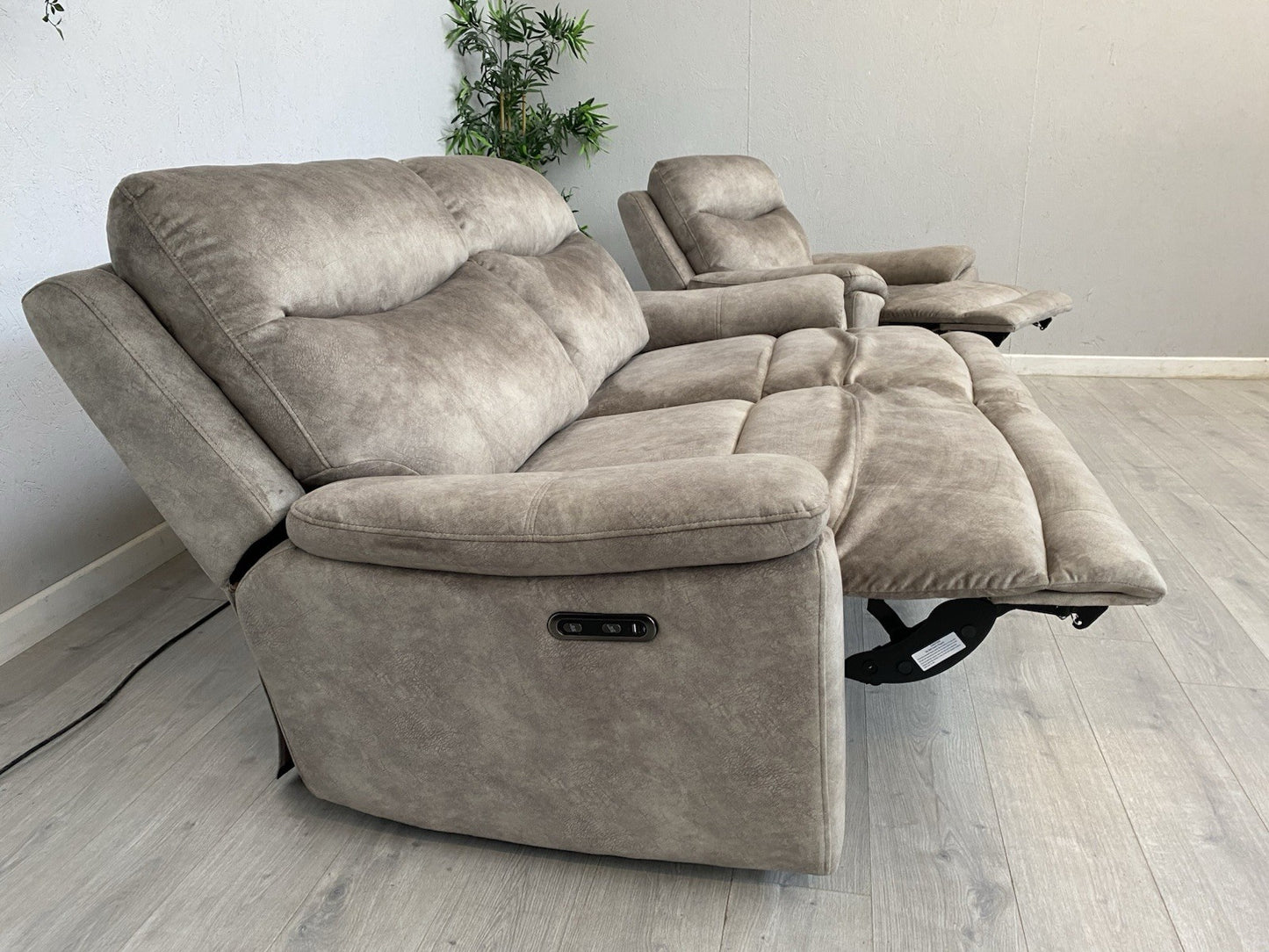 Furniture Village SLOANE Fabric 3 Seater Sofa + Armchair, Power Recliners