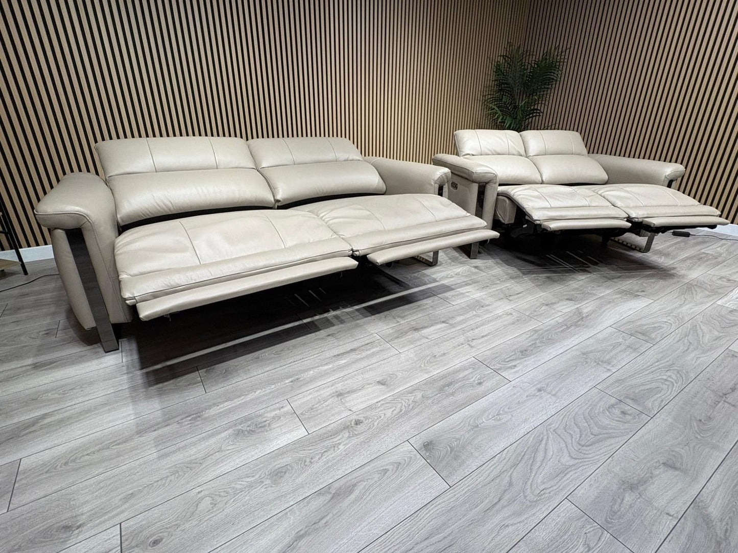 Furniture Village GISELLA Style Leather 3 + 2 Seater Power Recliner Sofa Set