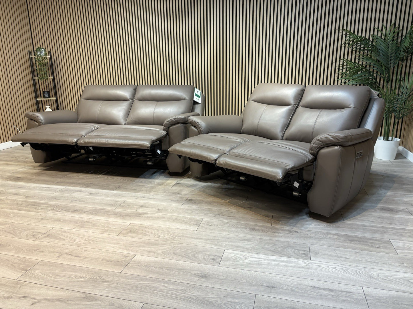 NAVONA 3 Seater + 2 Seater Leather Sofa Set, Power Recliners - RRP £3,498