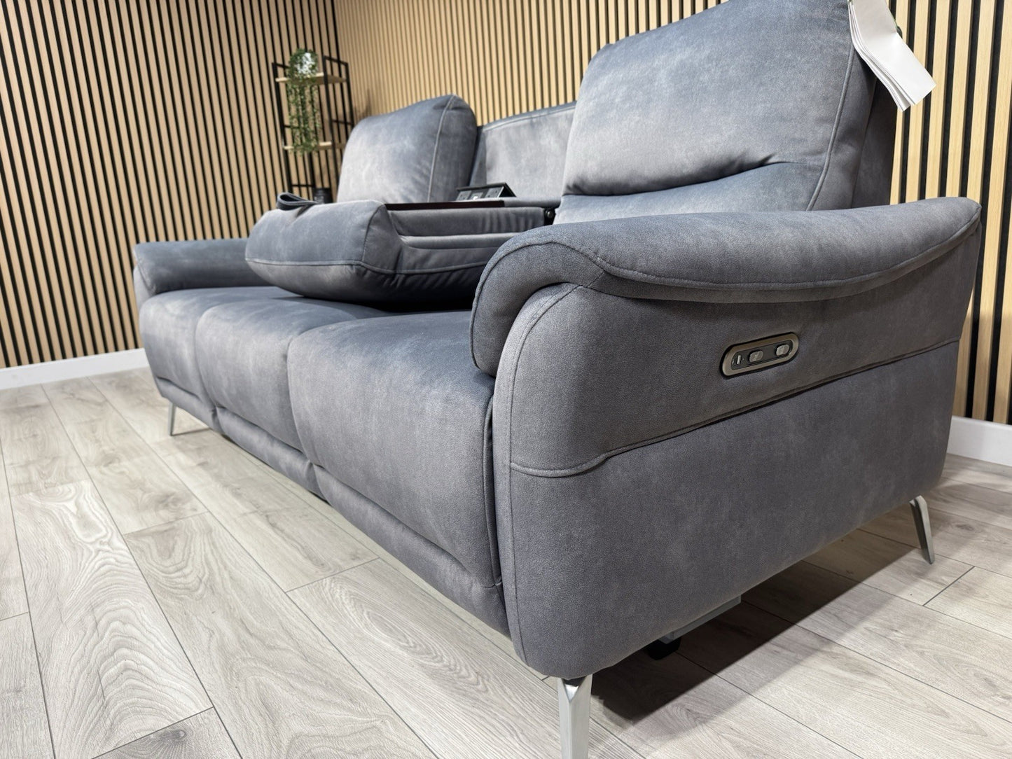 F. Village DAYTONA Fabric 3 Seater Power Recliner Bluetooth Sofa - RRP £1,695