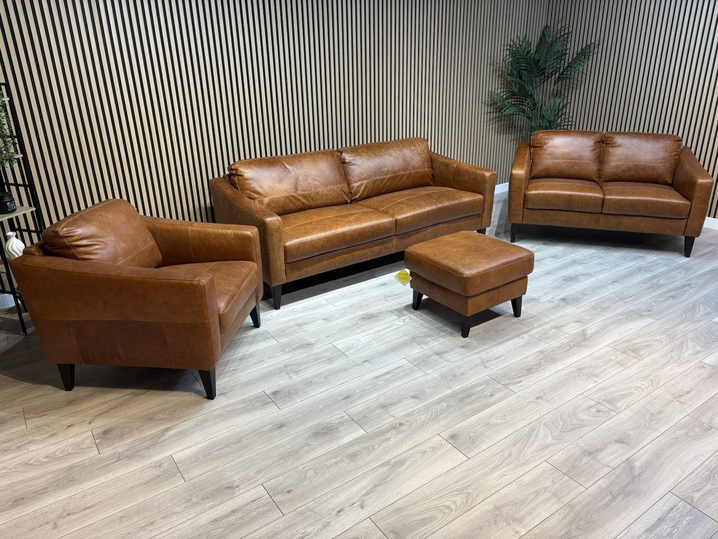 John Lewis BAILEY Style Leather 3 + 2 Seater Sofas, Armchair + Stool - RRP £4648