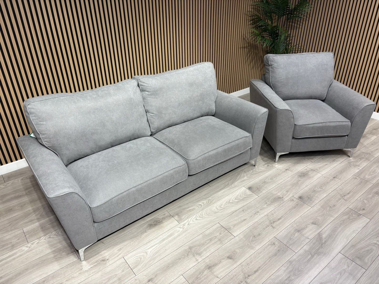 Furniture Village LEGEND Fabric 3 Seater Sofa + Armchair, Pewter - RRP £1,990