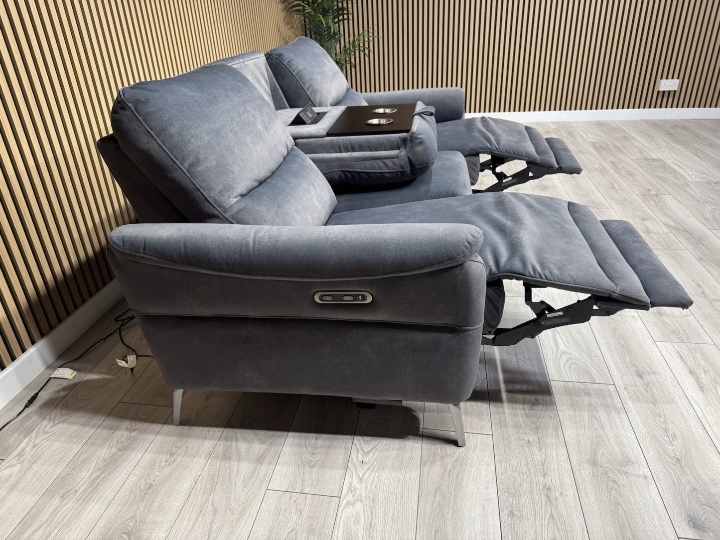F. Village DAYTONA Fabric 3 Seater Power Recliner Bluetooth Sofa - RRP £1,695