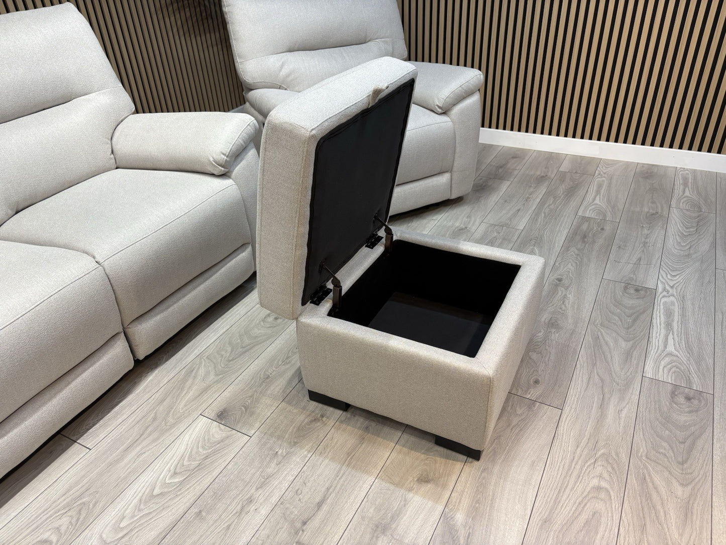 DFS - CAYDANCE Fabric 2 Seater Sofa + Armchair + Stool, Recliners - RRP £2,018