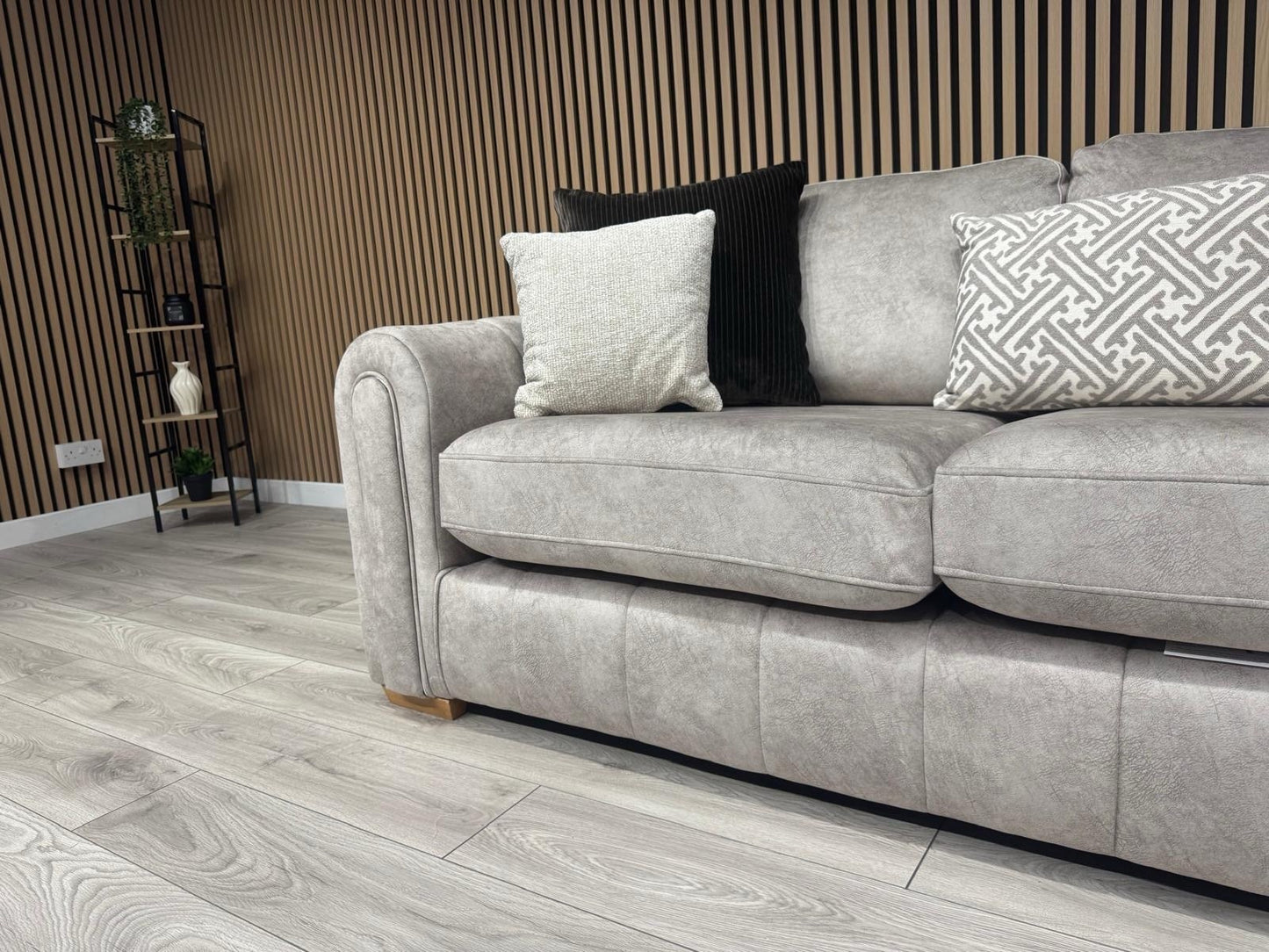 DEVINE Glamour Large Fabric 2 Corner 2 Sofa, Gemini Silver - RRP £2,895