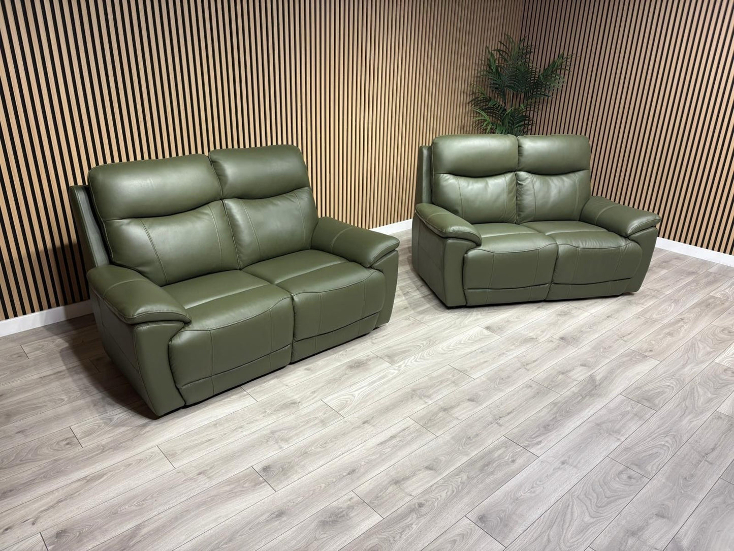 Furniture Village - SLOANE Leather 2 x 2 Seater Sofa Set, Oslo Pine - RRP £2,190