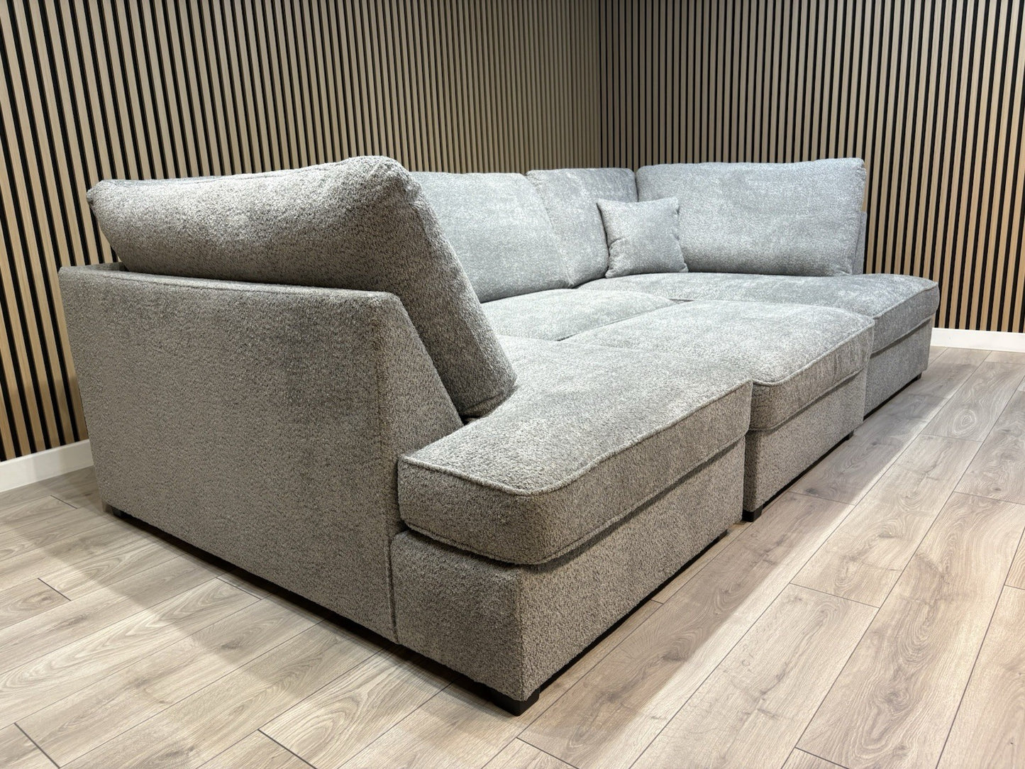 CARNABY Premium Fabric U Shaped Corner Chaise Sofa + Footstool - RRP £1,999