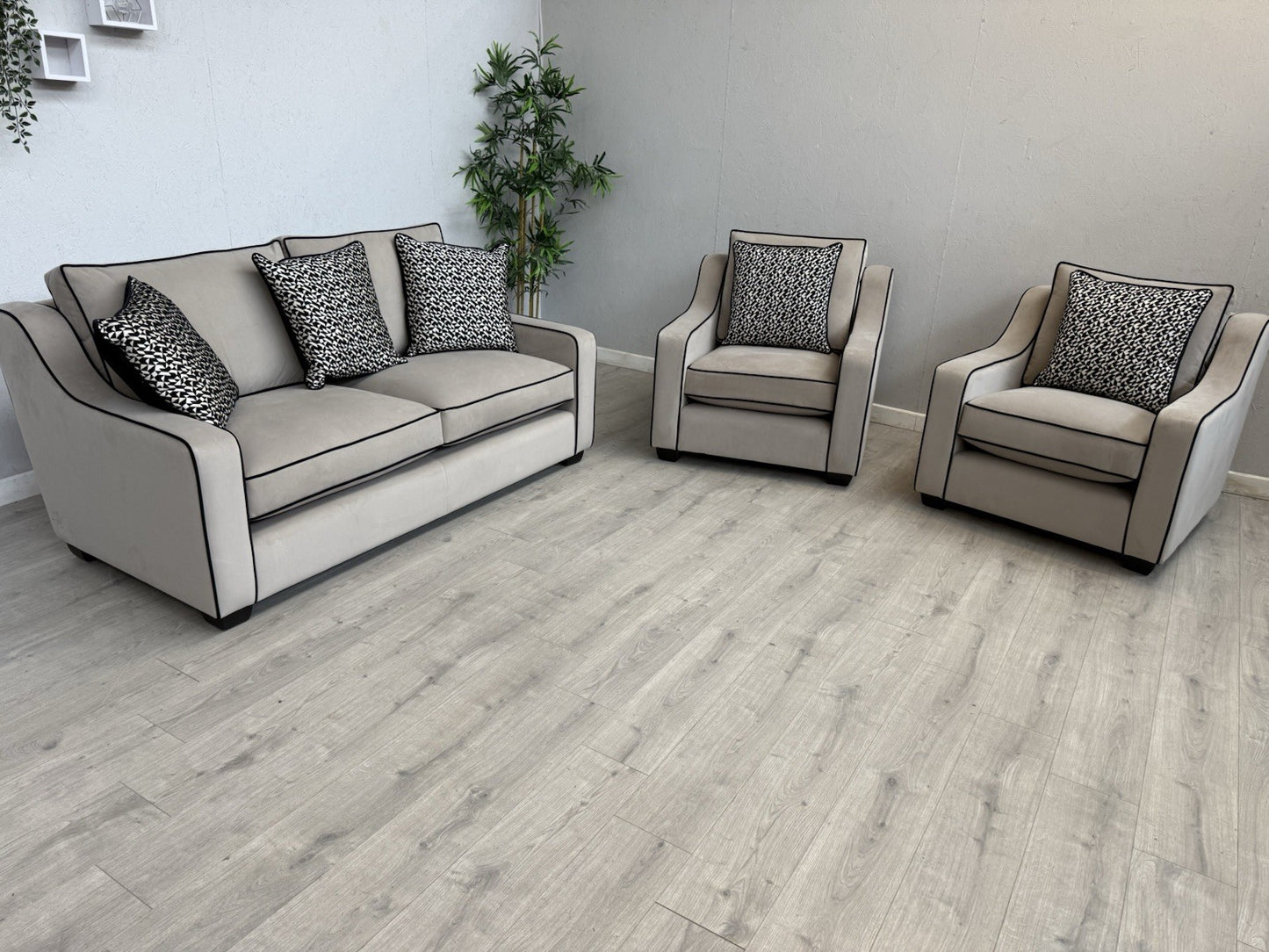 Furniture Village CELINE Fabric 3 Seater Sofa + 2 x Armchairs - RRP £5,685