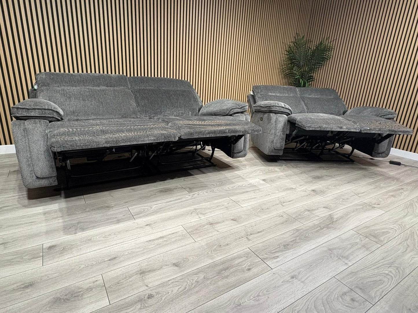 DFS Sample - Cadenza Style Fabric 3 + 2 Seater Power Sofa Set - RRP £2898