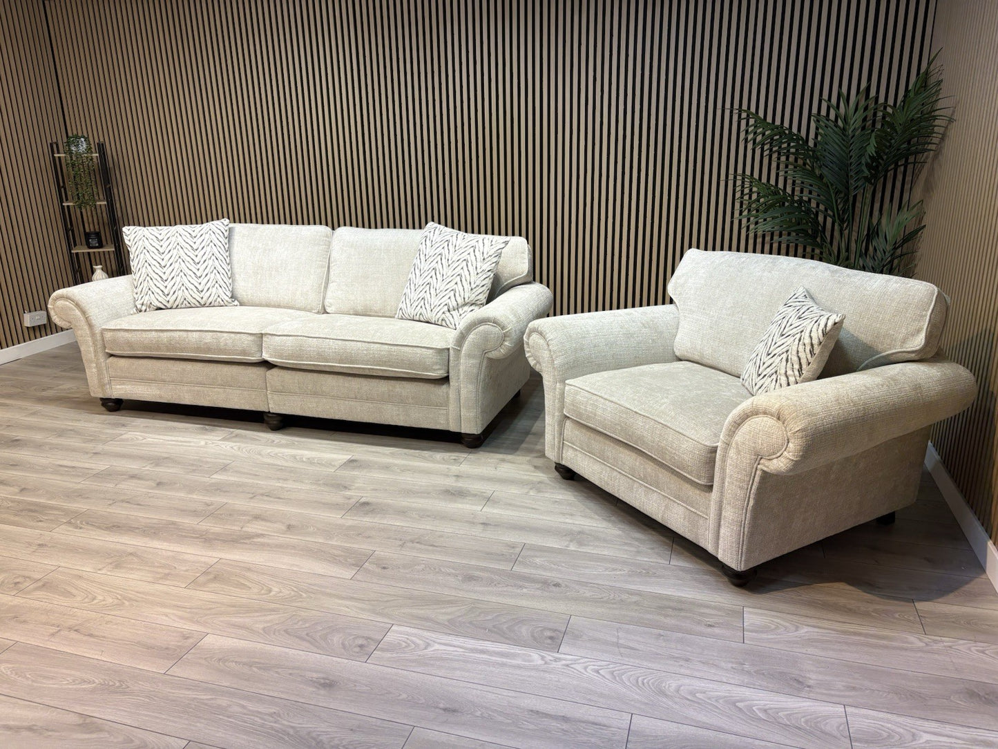 NEW BLENHEIM Fabric 4 Seater Sofa + Loveseat Armchair - RRP £4,540