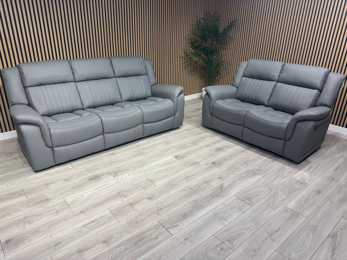 DOMINO 3 Seater + 2 Seater Leather Sofa Set, Power Recliners - RRP £2,995