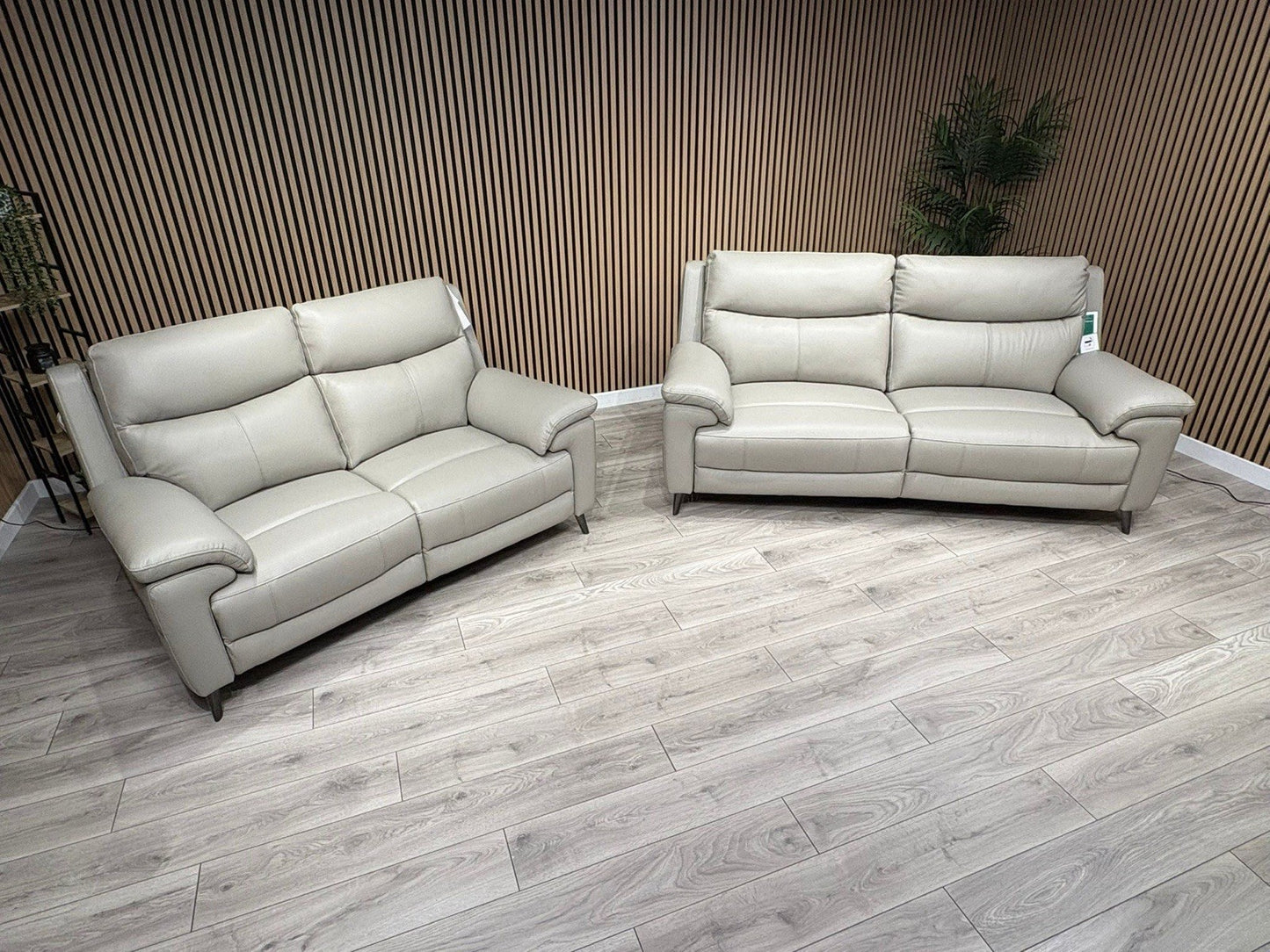 Furniture Village PANACHE Style Leather 3 + 2 Seater Power Recliner Sofa Set