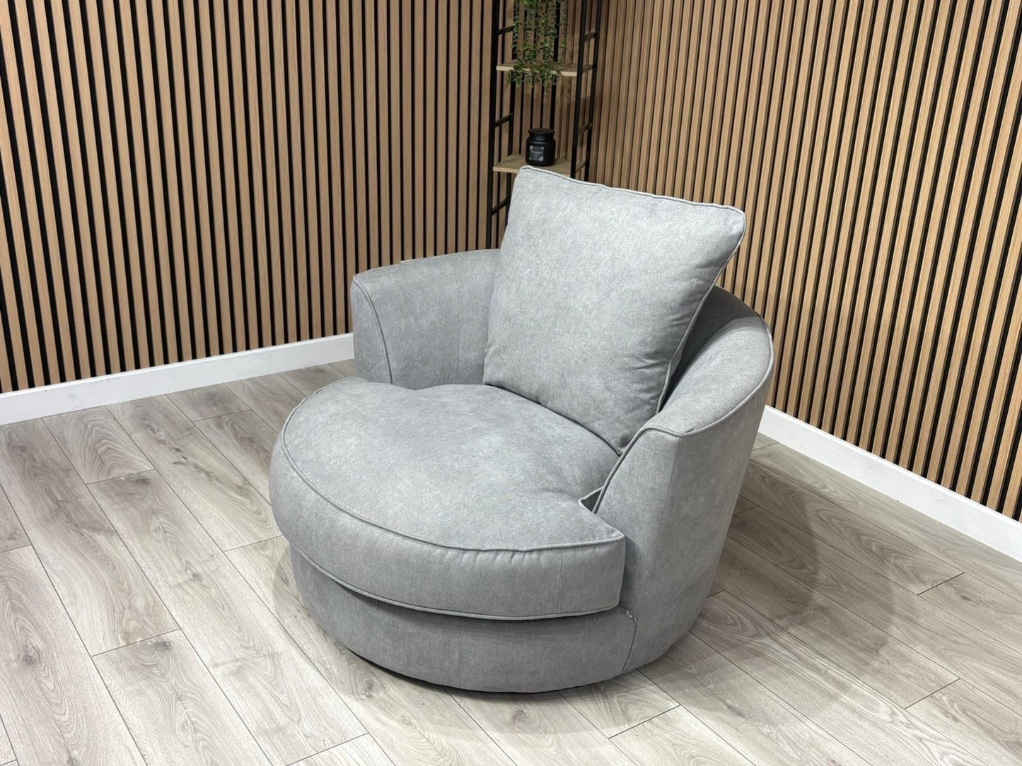 Furniture Village LEGEND Fabric Swivel Chair / Armchair, Pewter - RRP £845