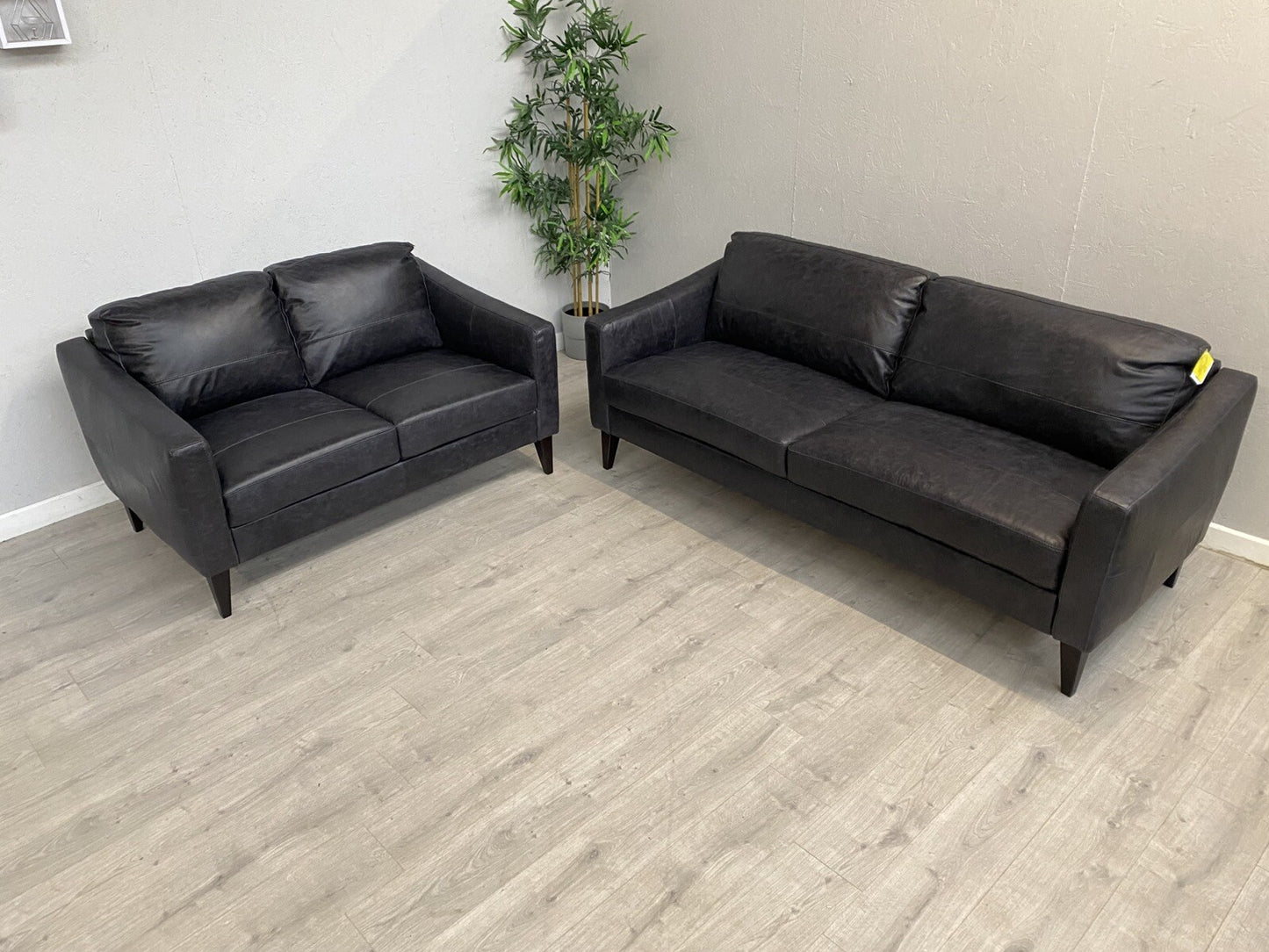 John Lewis BAILEY Style Leather 3 Seater + 2 Seater Sofa Set, Black - RRP £3,498