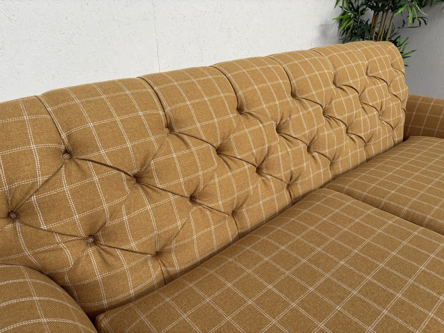 Dunelm - CANTERBURY 4 Seater Chesterfield Sofa, Check Ochre - RRP £1399
