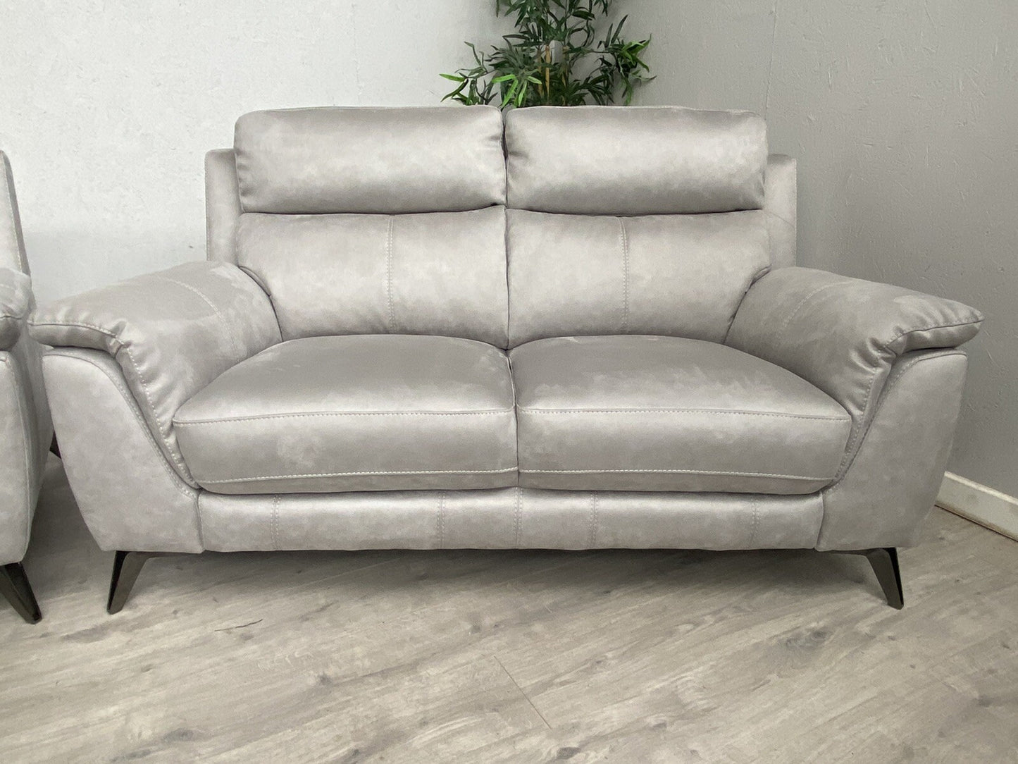Furniture Village CONTEMPO Fabric 2 x 2 Seater Sofas + Power Recliner Armchair
