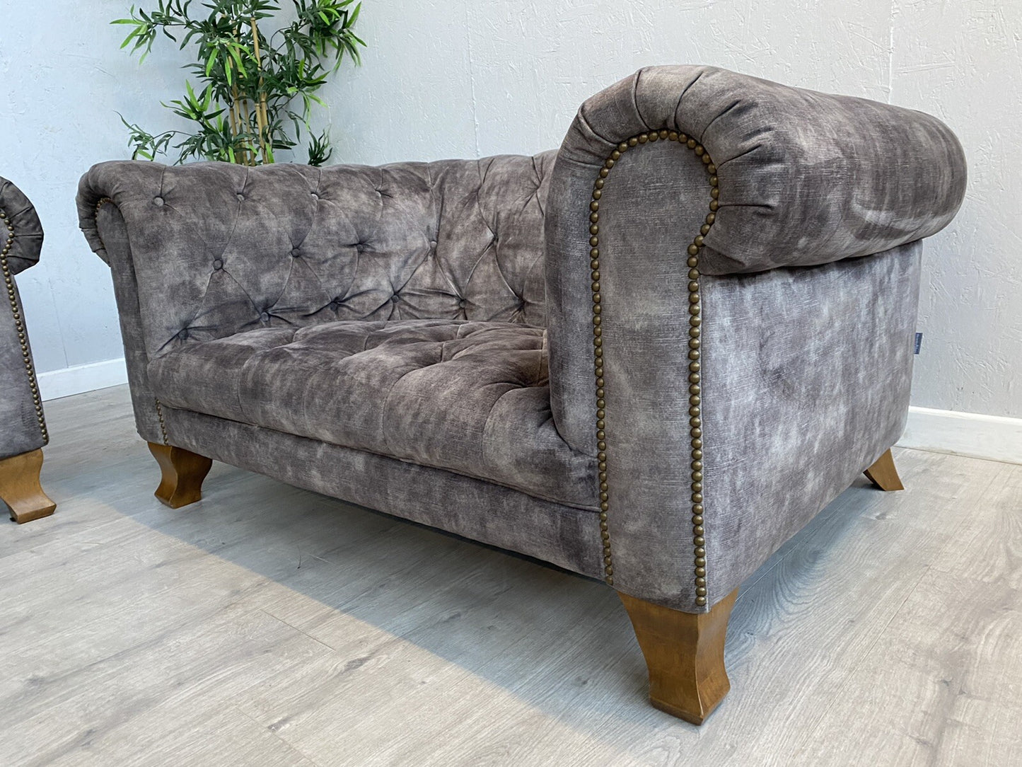 Alexander & James VIVIENNE Fabric Chesterfield 4 Seater Sofa + Snuggler Armchair