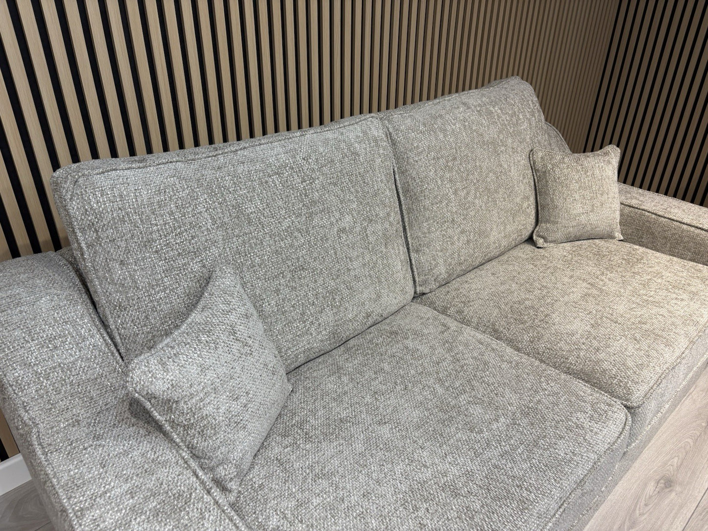 NEBRASKA Premium Fabric 3 Seater + 2 Seater Sofa Set, Stone - RRP £1,899