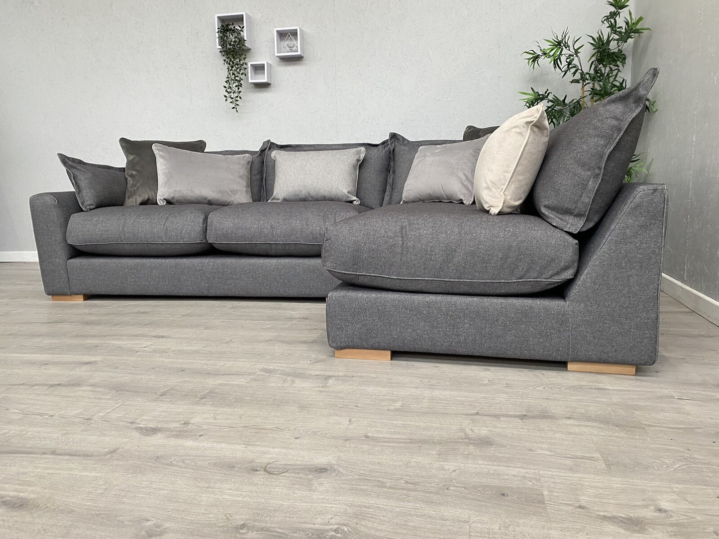Sofology - GAIA Fabric RHF Open End Corner Sofa, Grey Slate Mix - RRP £3,499