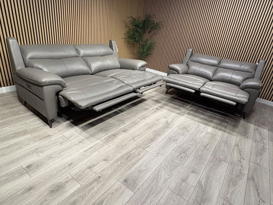 Furniture Village PANACHE Style Leather 3 + 2 Seater Power Recliner Sofa Set