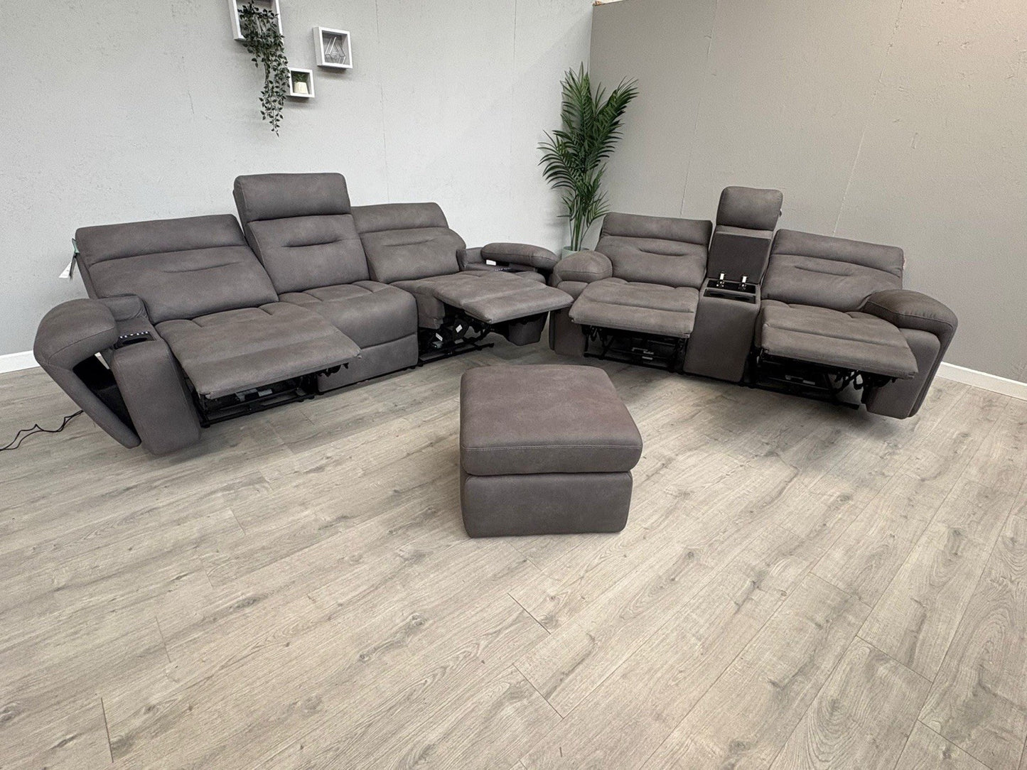Furniture Village CINEMAX 3 + 2 Seater Power Recliner Media Sofa Set + Footstool
