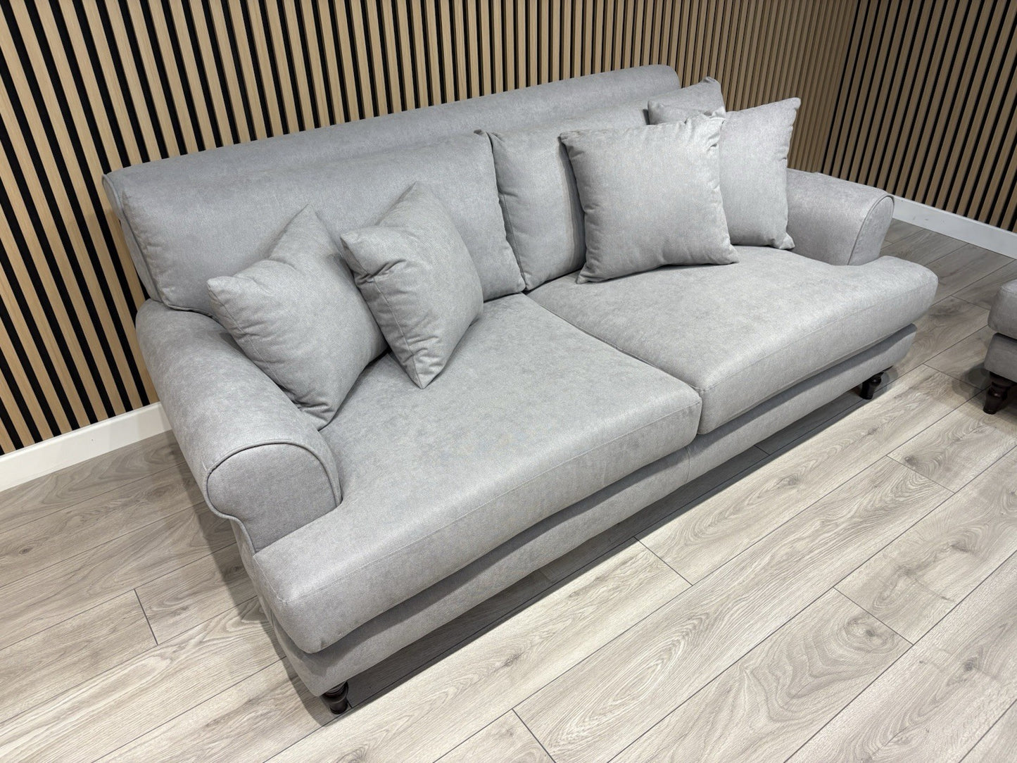 Laura Ashley LYNDEN Style Fabric 3 Seater + 2 Seater Sofa Set, Grey - RRP £2,500