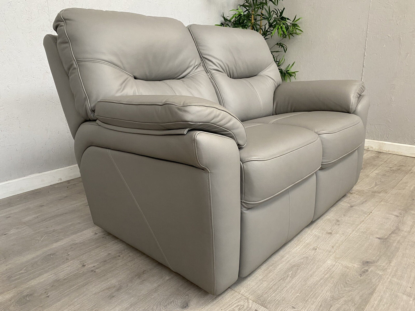F. Village. G Plan - SEATTLE Leather 2 Seater Sofa, Cambridge Grey, RRP £3,270