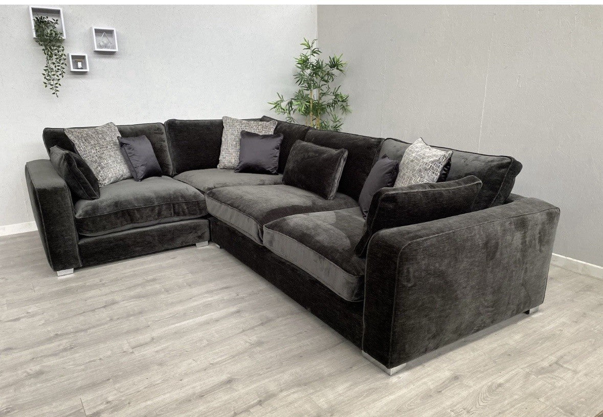 Sofology - CAVALLI Fabric Corner Sofa, 3 Corner 1.5 Chenille Slate - RRP £4,599