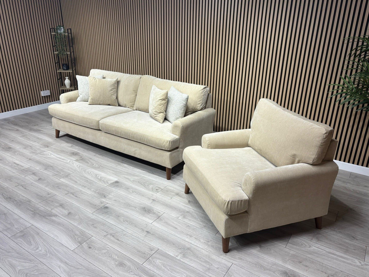 Furniture Village JACKSON Fabric Velvet 4 Seater Sofa + Armchair - RRP £1,840