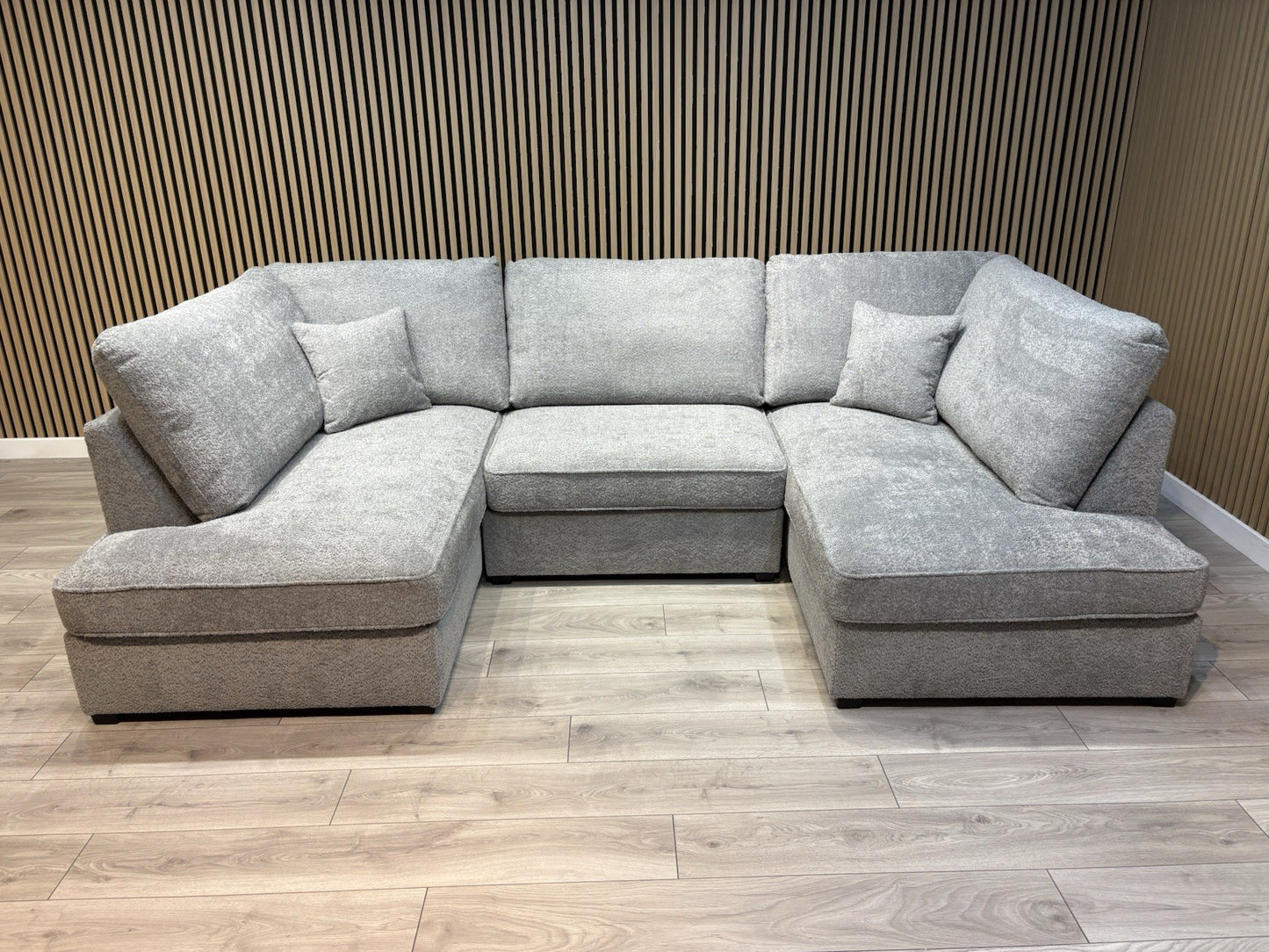 CARNABY Premium Fabric U Shaped Corner Chaise Sofa + Footstool - RRP £1,999