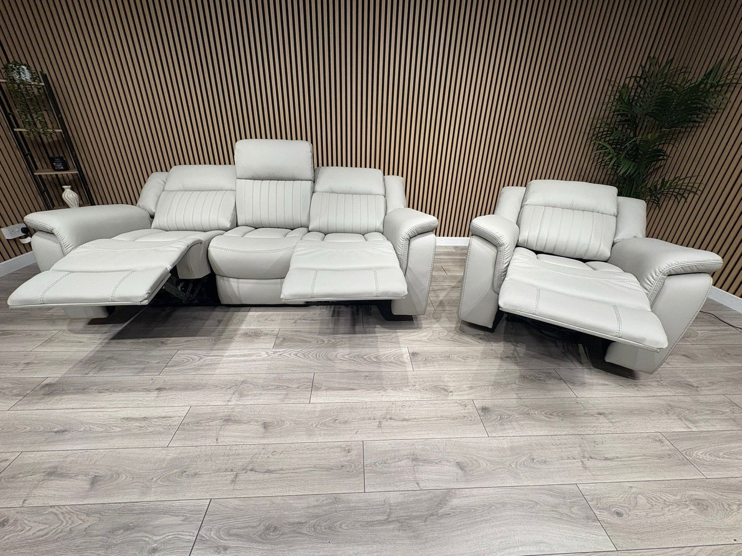 DOMINO Leather 3 Seater Sofa + Armchair Set, Power Recliners - RRP £2,795