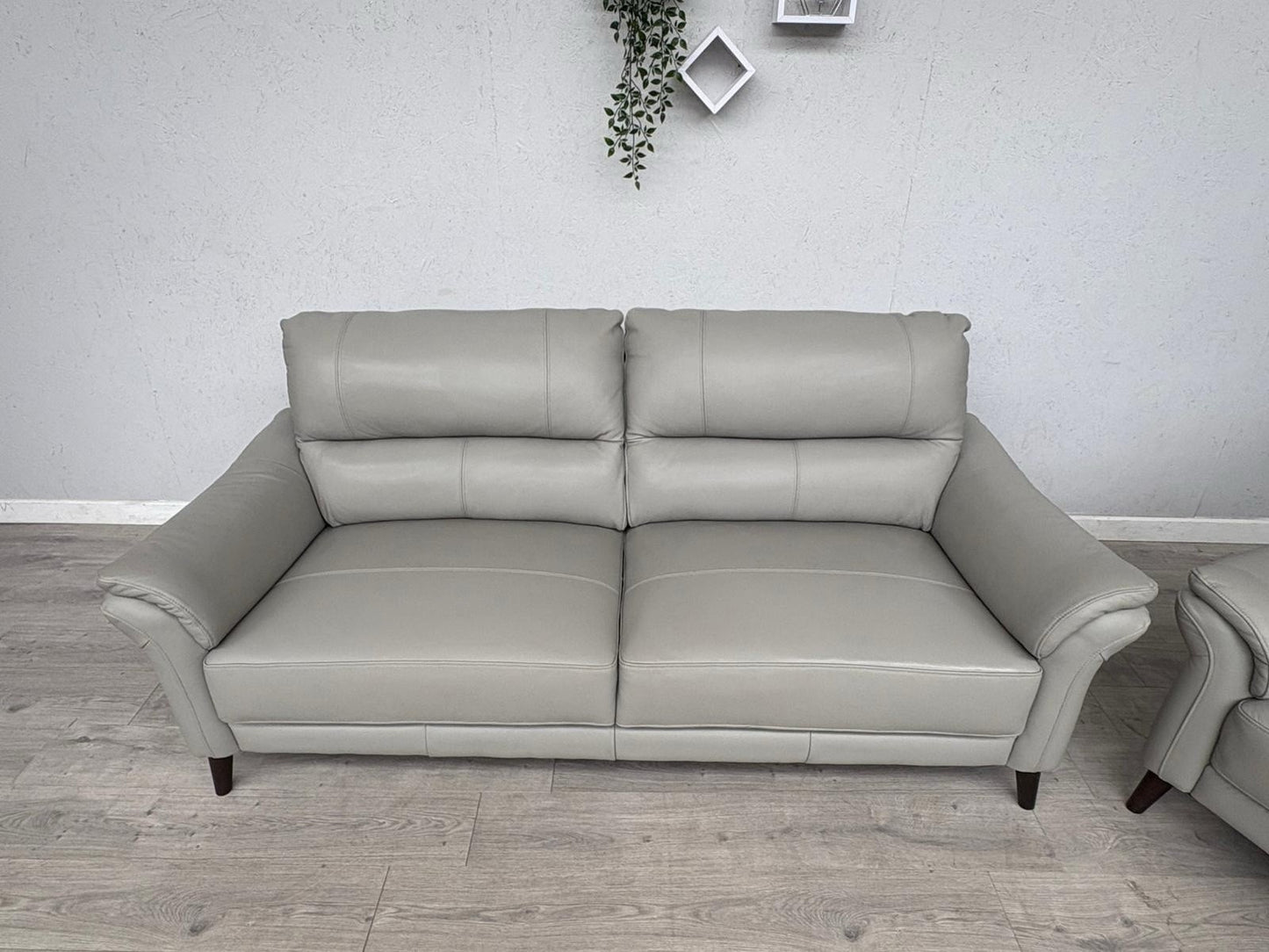 Furniture Village WINNER Leather 3 + 2 Seater Sofa Set, Light Grey - RRP £1,890
