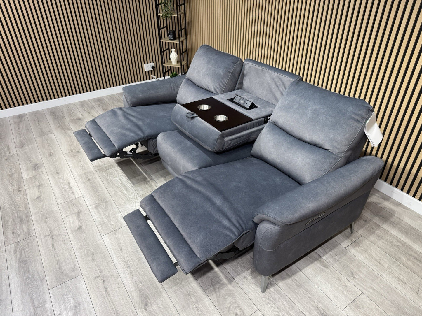 F. Village DAYTONA Fabric 3 Seater Power Recliner Bluetooth Sofa - RRP £1,695