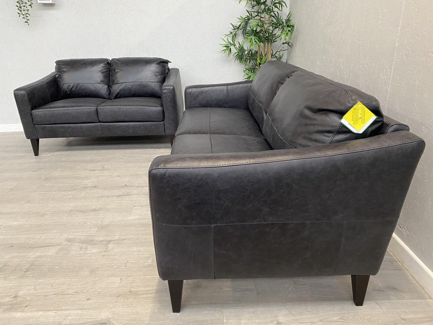 John Lewis BAILEY Style Leather 3 Seater + 2 Seater Sofa Set, Black - RRP £3,498