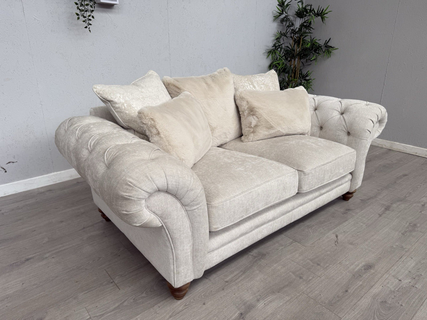 Furniture Village BLENHEIM Fabric 2 Seater Sofa Scatter Back Ivory - RRP £2495