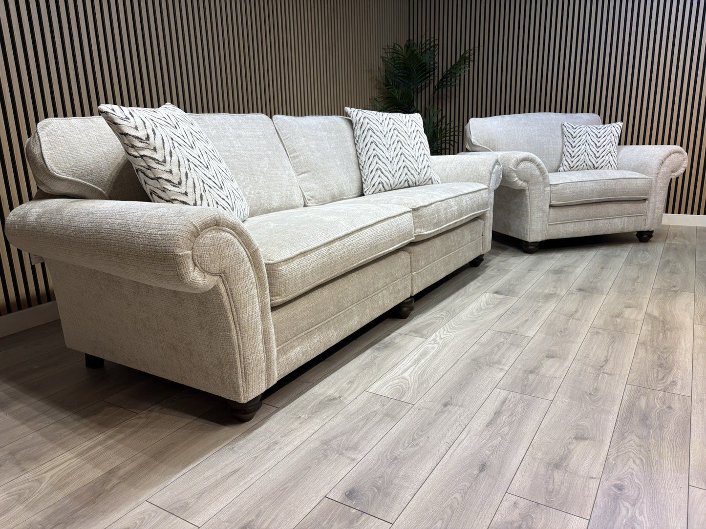 NEW BLENHEIM Fabric 4 Seater Sofa + Loveseat Armchair - RRP £4,540