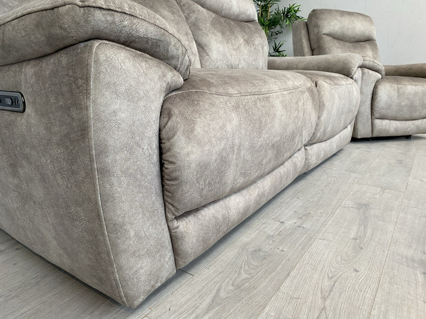 Furniture Village SLOANE Fabric 3 Seater Sofa + Armchair, Power Recliners