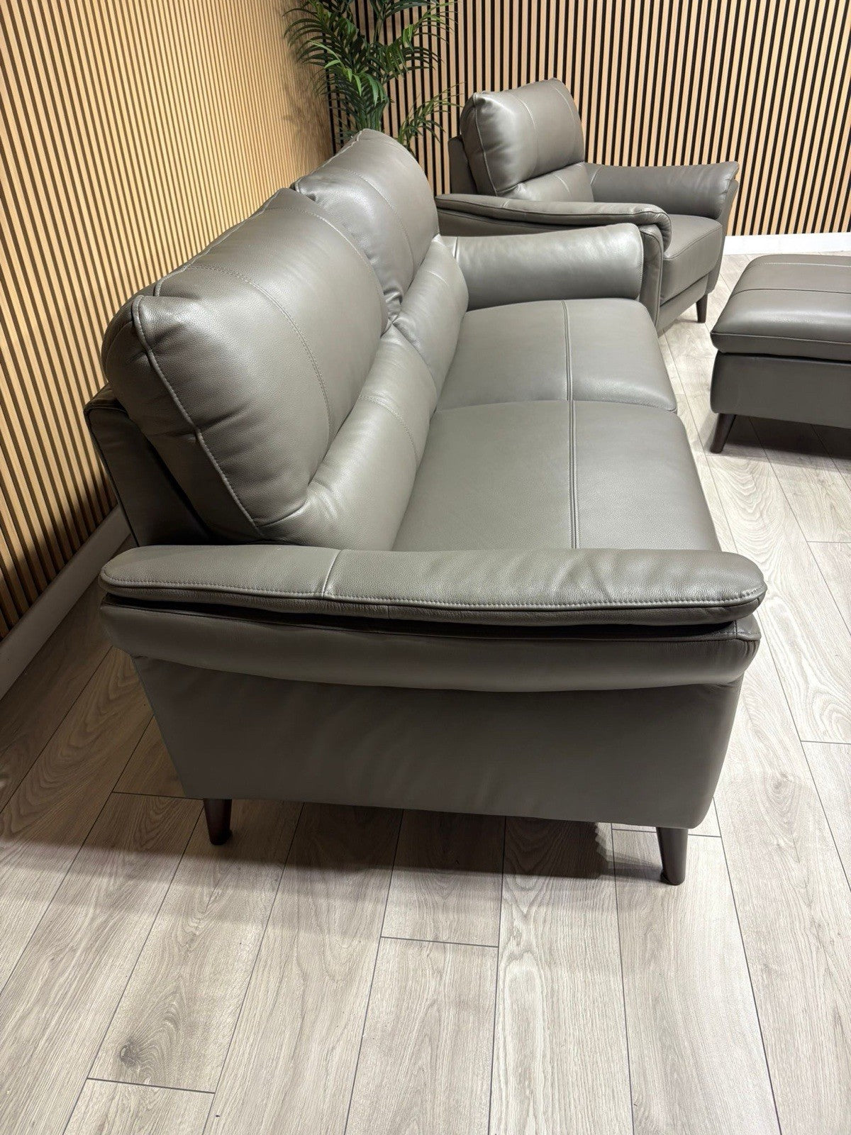 Furniture Village WINNER Leather 3 Seater Sofa, Armchair + Footstool - RRP £2335