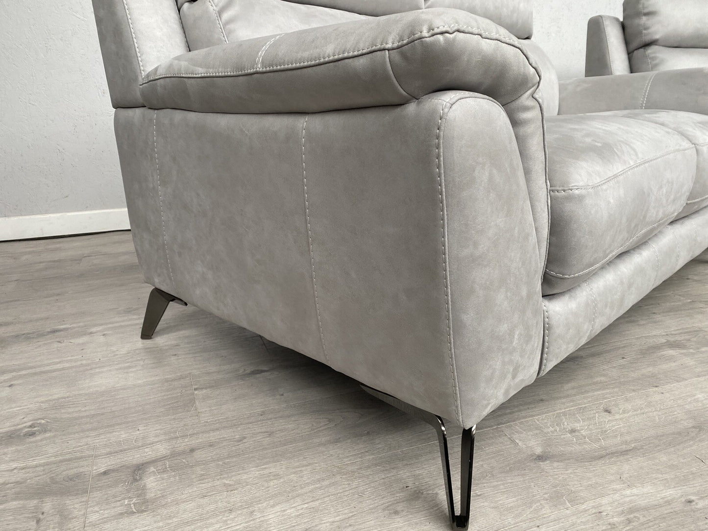 Furniture Village CONTEMPO Fabric 2 x 2 Seater Sofas + Power Recliner Armchair