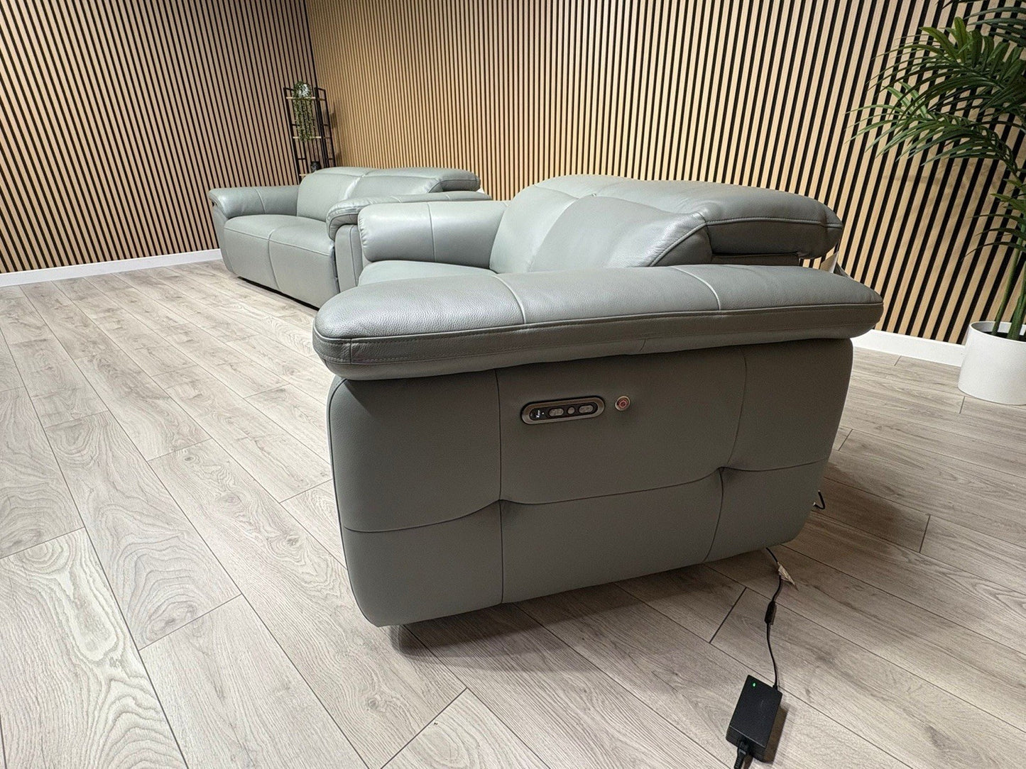 F. Village INCA Style Leather 3 + 2 Seater Power Recliner Sofa, Heated Seats