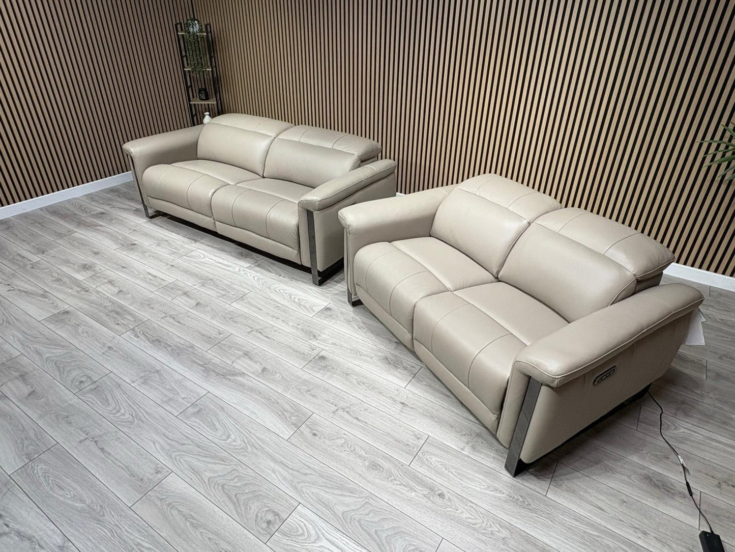 Furniture Village GISELLA Style Leather 3 + 2 Seater Power Recliner Sofa Set