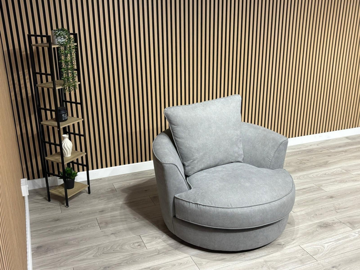 Furniture Village LEGEND Fabric Swivel Chair / Armchair, Pewter - RRP £845