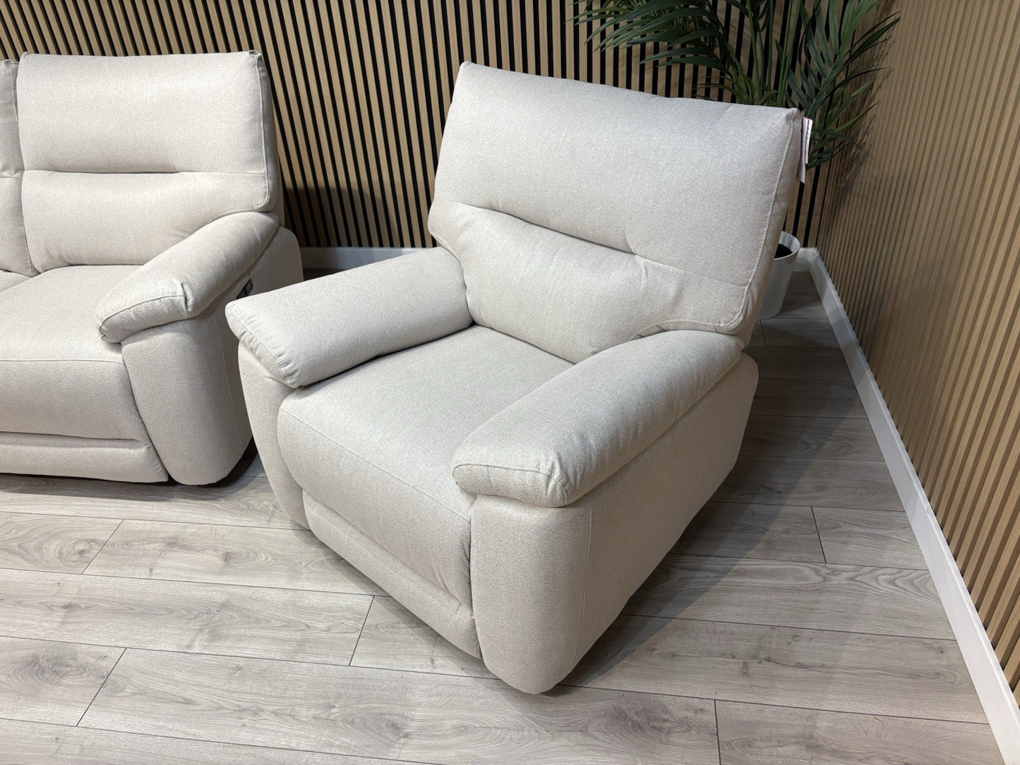 DFS - CAYDANCE Fabric 2 Seater Sofa + Armchair + Stool, Recliners - RRP £2,018
