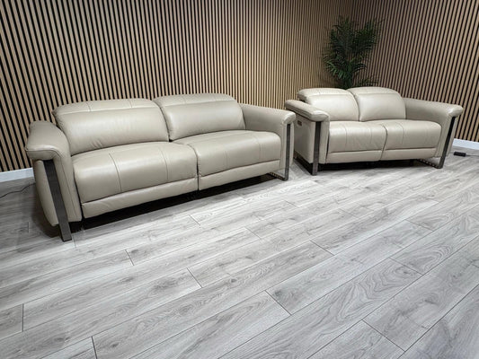 Furniture Village GISELLA Style Leather 3 + 2 Seater Power Recliner Sofa Set